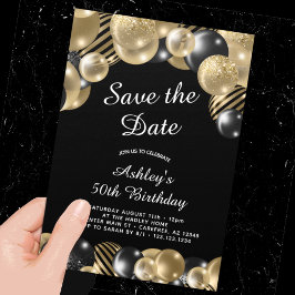 Elegant Black Gold 50. Geburtstag Save The Date