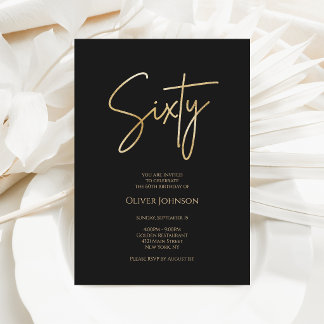 Elegant Black Gold 60th Birthday Invitation Einladung