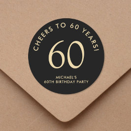 Elegant Black Gold 60th Birthday Party Runder Aufkleber