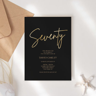 Elegant Black Gold 70th Birthday Invitation Einladung