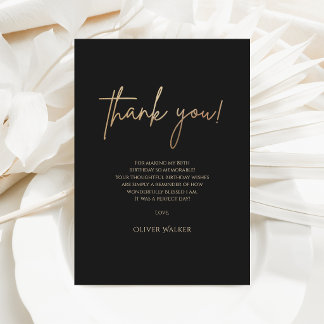 Elegant Black Gold 80th Birthday Thank You Card  Dankeskarte