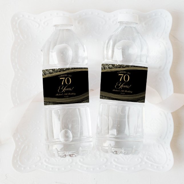 Elegant Black Gold Agate 70th Birthday Party (Von Creator hochgeladen)