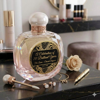 Elegant Black Gold Agate 70th Birthday Party Favor Runder Aufkleber