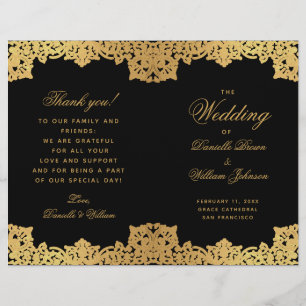 Élégant Black Gold Antique Programme de mariage pl