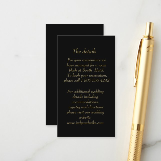 Elegant Black & Gold Art Deco Enclosure card Begleitkarte (Vorderseite/Rückseite Beispiel)