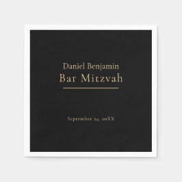 Elegant Black Gold Bar Mitzvah Serviette
