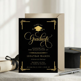 Elegant Black Gold College Graduation Ankündigung