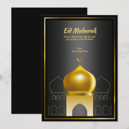 Elegant Black | Gold Dome Ramadan Grußkarte Einladung