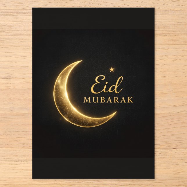 Elegant Black & Gold Eid Mubarak Card – Premium Is Acryleinladungen (Vorderseite)