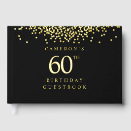 Elegant black gold foil Custom 60th birthday  Gästebuch