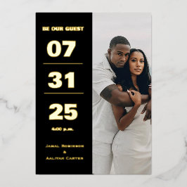 Elegant Black & Gold Foil Wedding Invitation Folieneinladung