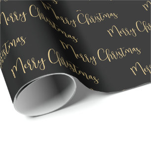Elegant Black Gold Frohe Weihnachten Geschenkpapier