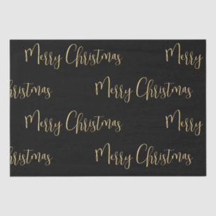 Elegant Black Gold Frohe Weihnachten Seidenpapier