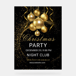 Elegant Black Gold Glitter Christmas Party Acrylschild
