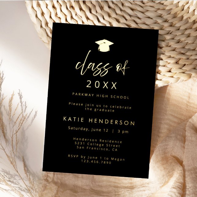 Elegant Black & Gold Graduation Party Invitation (Créateur téléchargé)