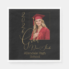 Elegant Black & Gold Graduation Serviette