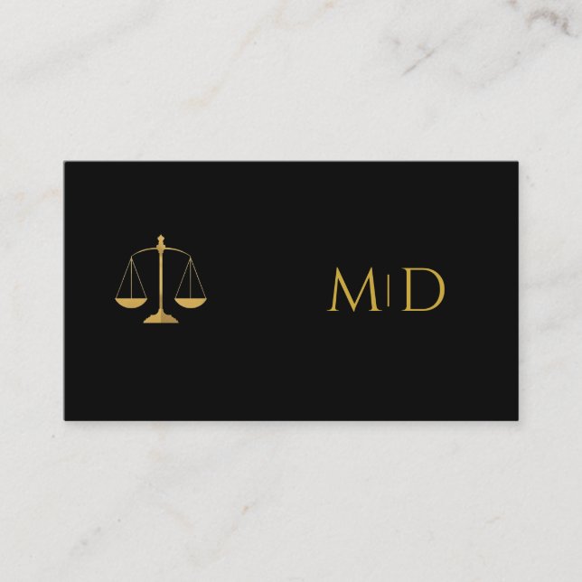 Elegant Black & Gold Lawyer   Visitenkarte (Vorderseite)