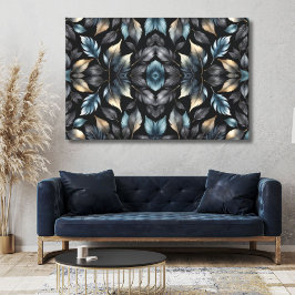 Elegant Black & Gold Leaf Canvas Print Leinwanddruck