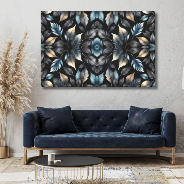 Elegant Black & Gold Leaf Canvas Print Leinwanddruck (Von Creator hochgeladen)