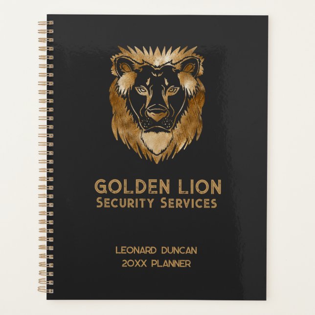Élégant Black Gold Lion Services de sécurité (Devant)