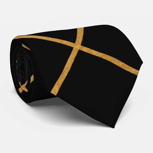 Elégant Black Gold Luxury Mens Cravate de mode (Roulé)