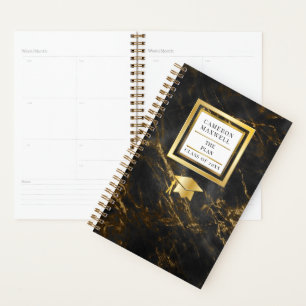 Elegant Black   Gold Marmor Abschluss Senior Year Planer