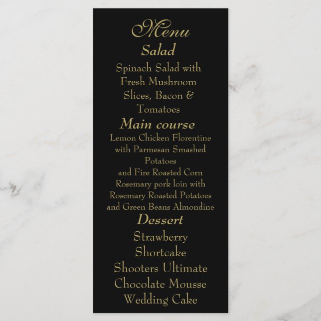 Elegant Black & Gold Menu card Menükarte (Vorderseite)