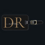 Elegant Black Gold Monogram Script Name Stilvoll Gepäckanhänger<br><div class="desc">Elegante Black Gold Monogram Script Name Stilvolle Bag Tag</div>