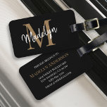 Elegant Black Gold Monogram Script Name Stilvoll Gepäckanhänger<br><div class="desc">Eleganter Black Gold Monogram Script Name Stilvolle Gepäckmarke.Dieses moderne elegante Gepäckanhänger personalisieren Sie einfach mit Ihrem individuellen Monogramm und Namen.</div>