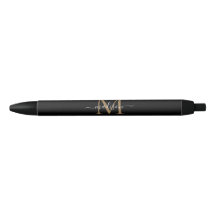 Elegant Black Gold Monogram Script Name Stilvoll