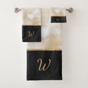Élégant Black Gold Monogramme Initial