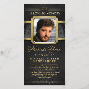 Elegant Black Gold Music Notes Merci commémoratif