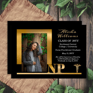 Elegant Black Gold NP Nurse Practitioner Ankündigung