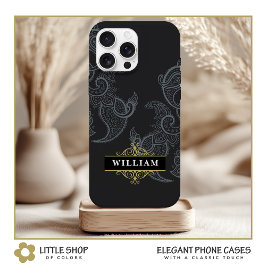 Elegant Black Gold Paisley Monogram Case-Mate iPhone Hülle