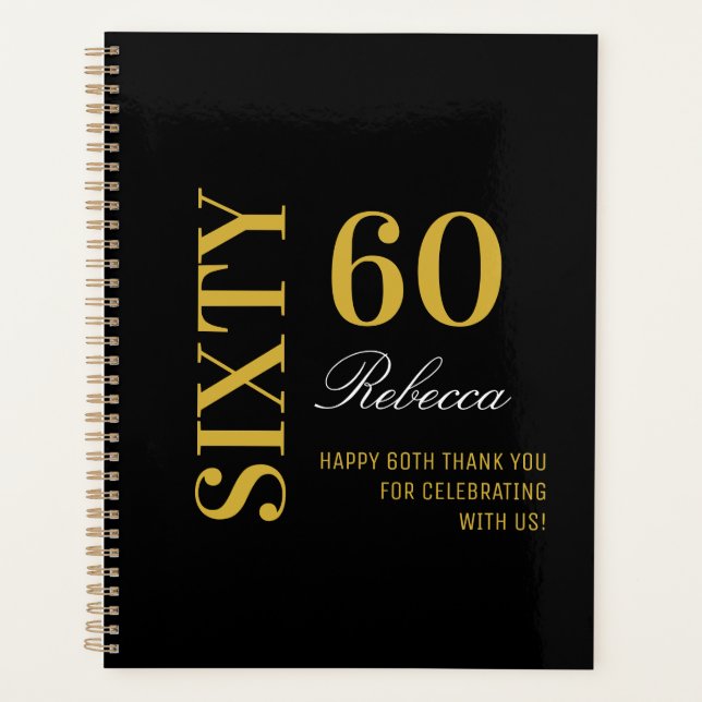 Elégant Black & Gold personnalisé 60e anniversaire (Devant)