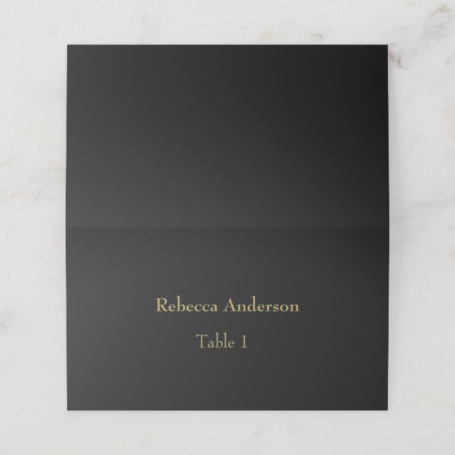 Elegant Black & Gold Place card Platzkarte (Außenseite Aufgefaltet)