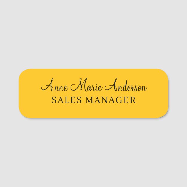 Elegant Black Gold Professional Name  Namensschild (Vorderseite)