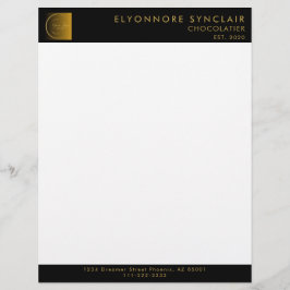 Elegant Black Gold Script Logo Chocolatier Briefbogen