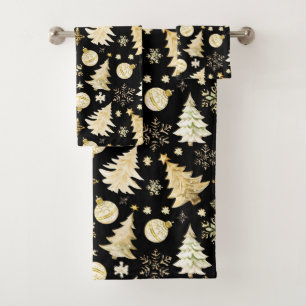Élégant Black Gold Snowflakes Christmas Tree Balls