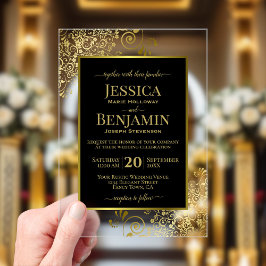 Elegant Black & Gold Stylish Text Classy Wedding Acryleinladungen