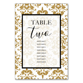 Elegant Black Gold Vintage Wedding Guest Names Tischnummer
