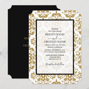 Elégant Black Gold Vintage Wedding Invitations