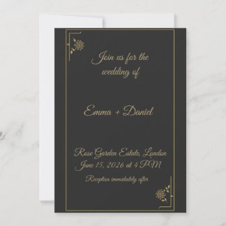 Elegant Black & Gold Wedding Invitation Einladung