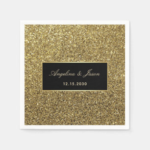 Elegant Black Gold Wedding Napkins Serviette