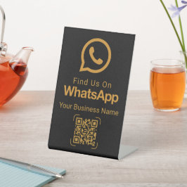 Elegant Black Gold WhatsApp QR Code Business Sign Sockelschild