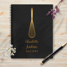 Élégant Black Gold Whisk Recette Script de livre d