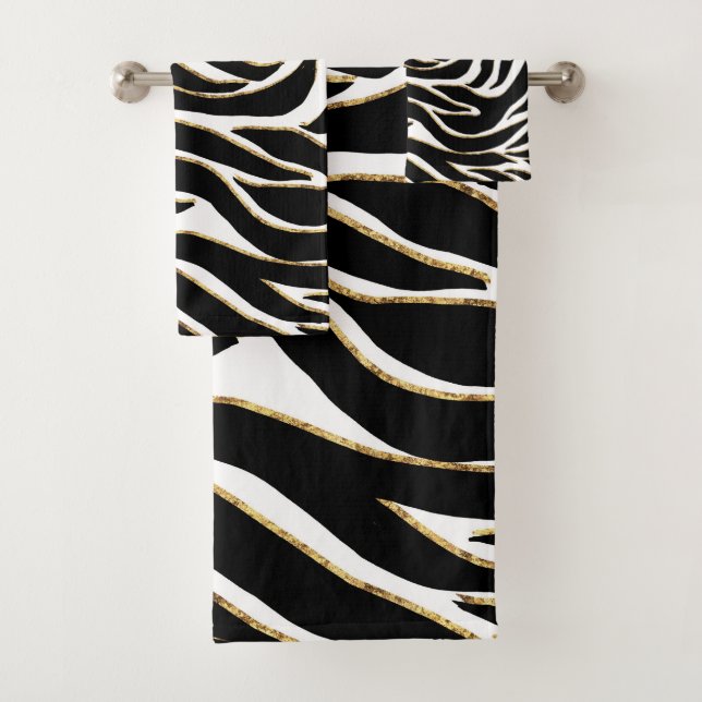 Elégant Black Gold Zebra Poster de animal blanc (En situation)
