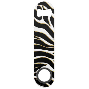 Elégant Black Gold Zebra Poster de animal blanc