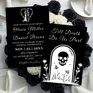 Elegant Black Gothic bis Tod Do us Part Wedding Einladung