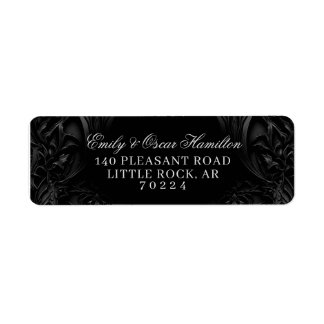 Elegant Black Gothic Damask Moody Return Address